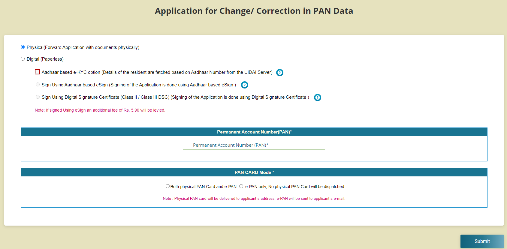 Update PAN card UTIITSL step 4