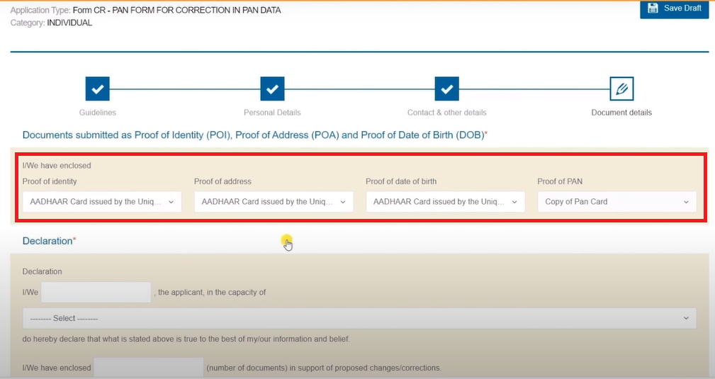 Update Pan Card NSDL e-Gov portal step 11