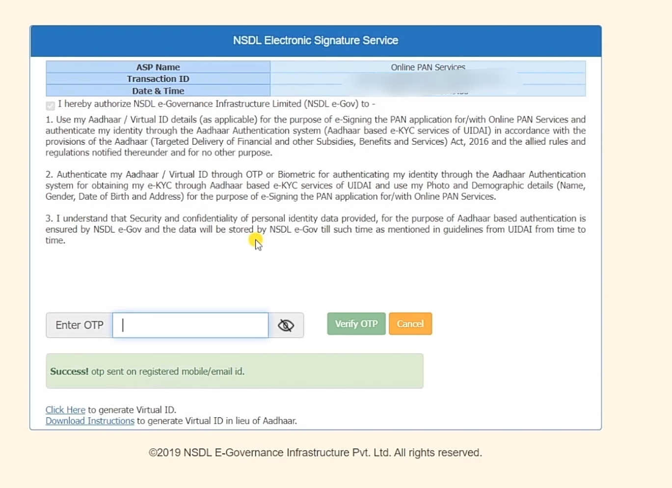 Update Pan Card NSDL e-Gov portal step 20